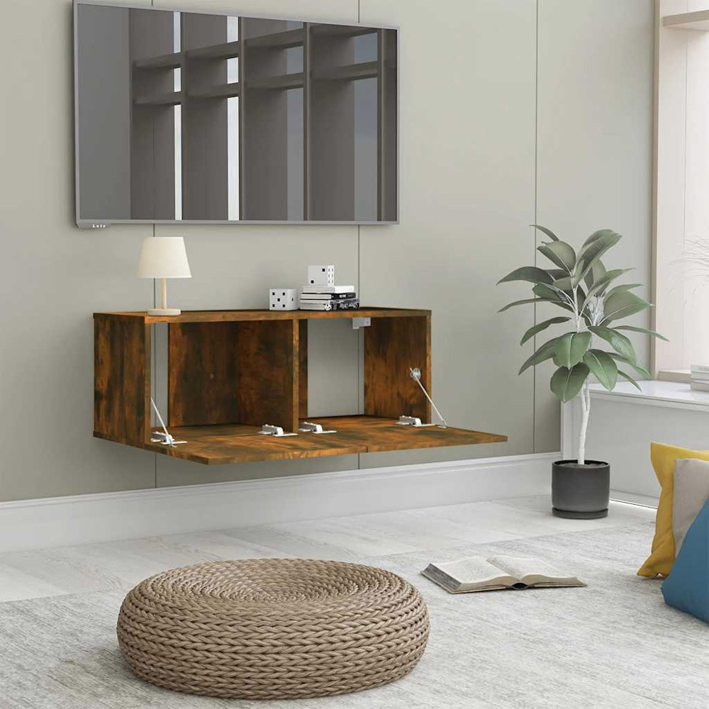 vidaXL 2 Flap Door Smoked Oak TV Cabinet Image 3