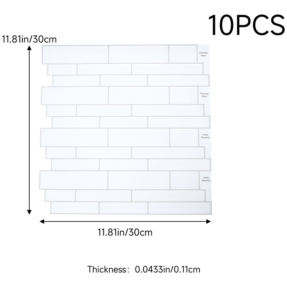Living and Home Brick Effect White Self Adhesive Wall Tile Sticker 10 Pack Image 9