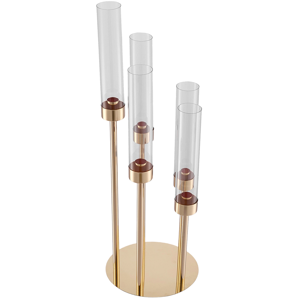 Living and Home 5-Arm Gold LED Candle Candelabra Image 3