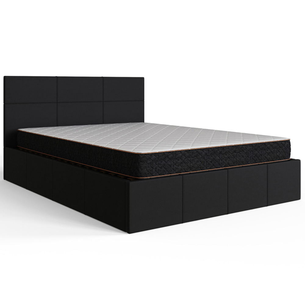 GFW Double Black Faux Leather End Lift Ottoman Bed with Memory Pocket Spring Mattress Image 4