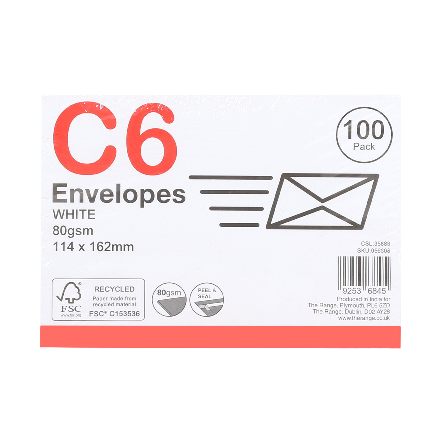 C Peel and Seal Envelopes  - White / 100 / C6 Image