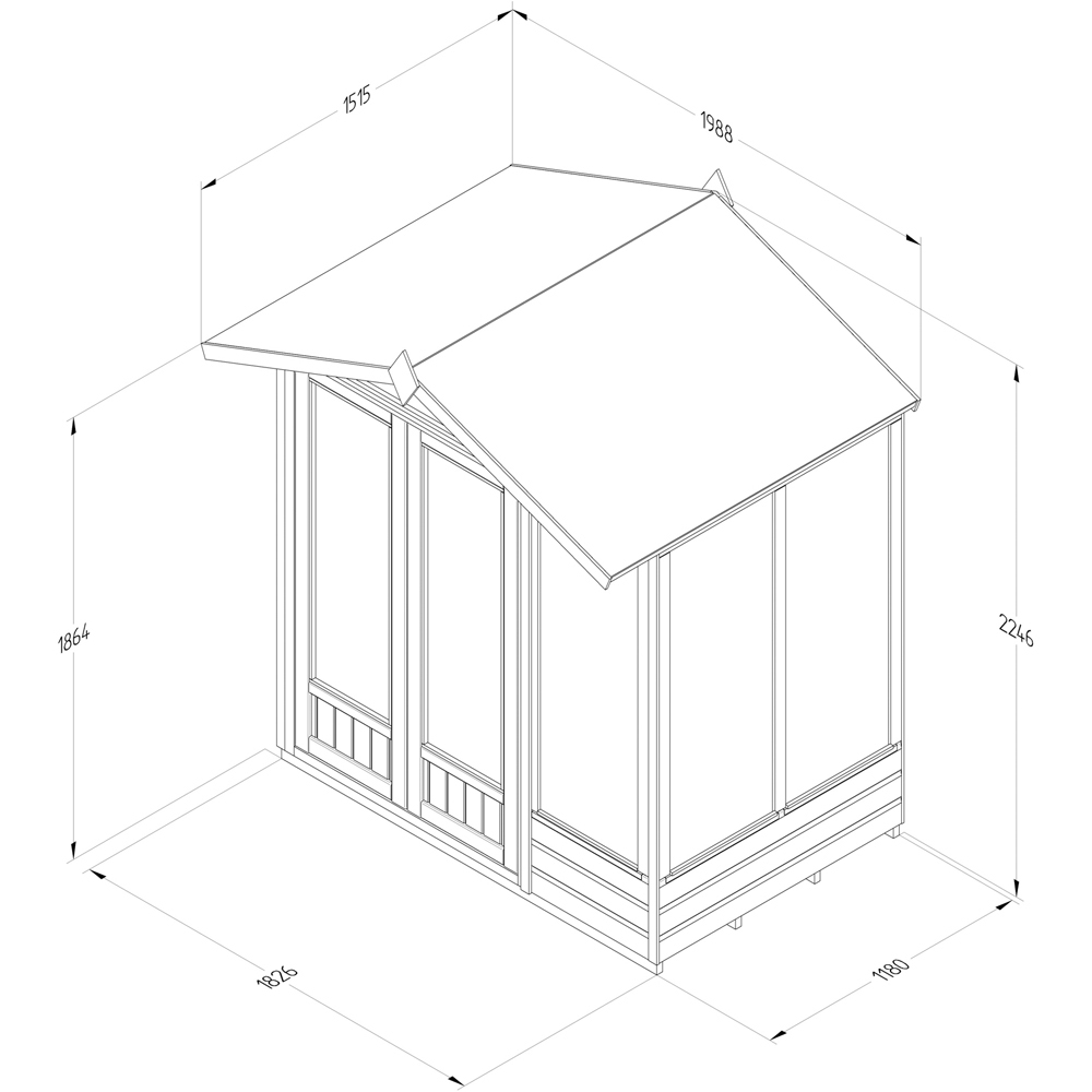 Forest Garden 6 x 4ft Beckwood Double Door 5 Window Apex Summerhouse Image 9