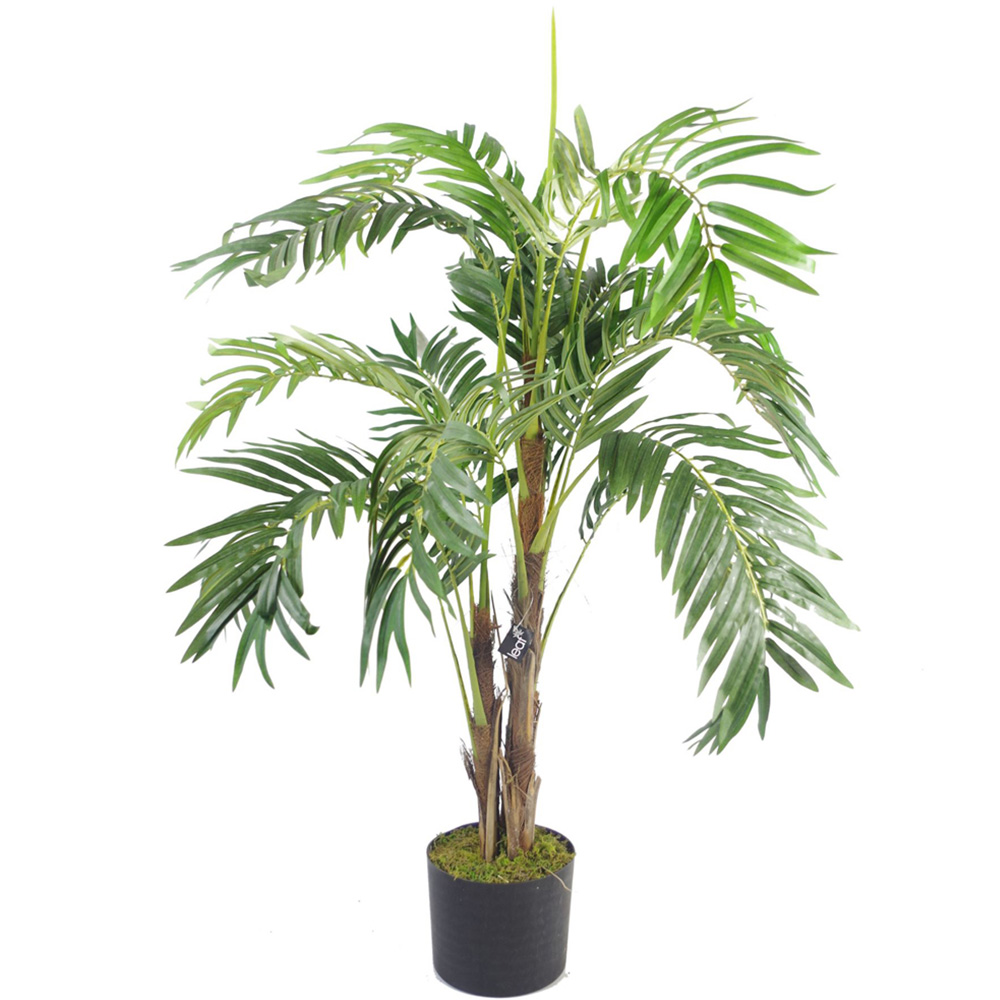 Leaf Premium Artificial Palm Tree with Pot and Silver Metal Planter Image 4