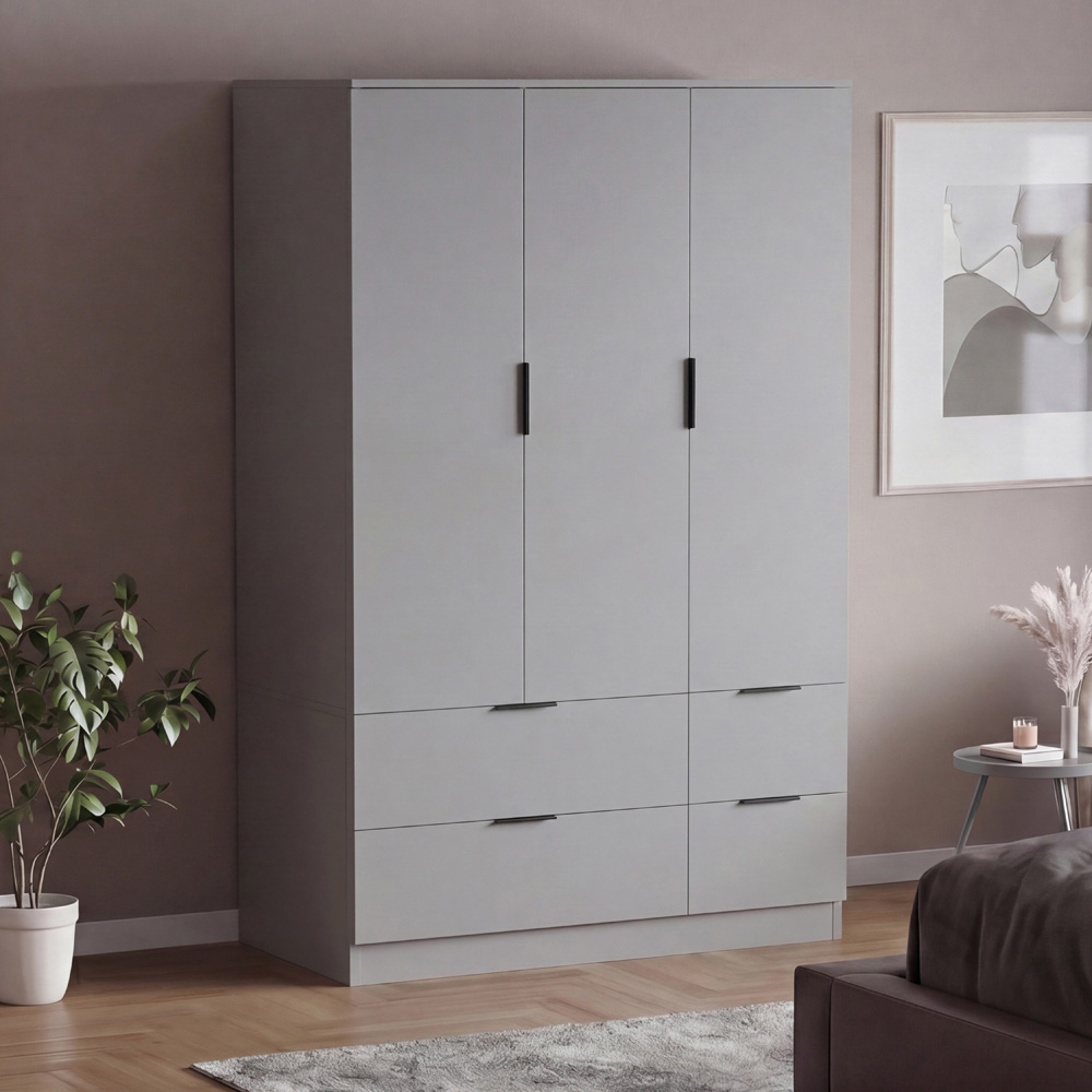 VIDA DESIGNS Trega 3 Door 4 Drawer Grey Wardrobe Image 5