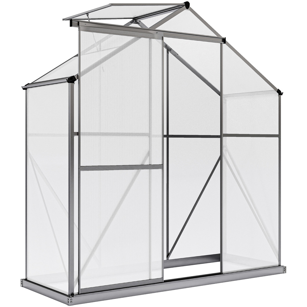 Outsunny 6 x 2.5ft Dark Grey Aluminium Polycarbonate Greenhouse Image 1