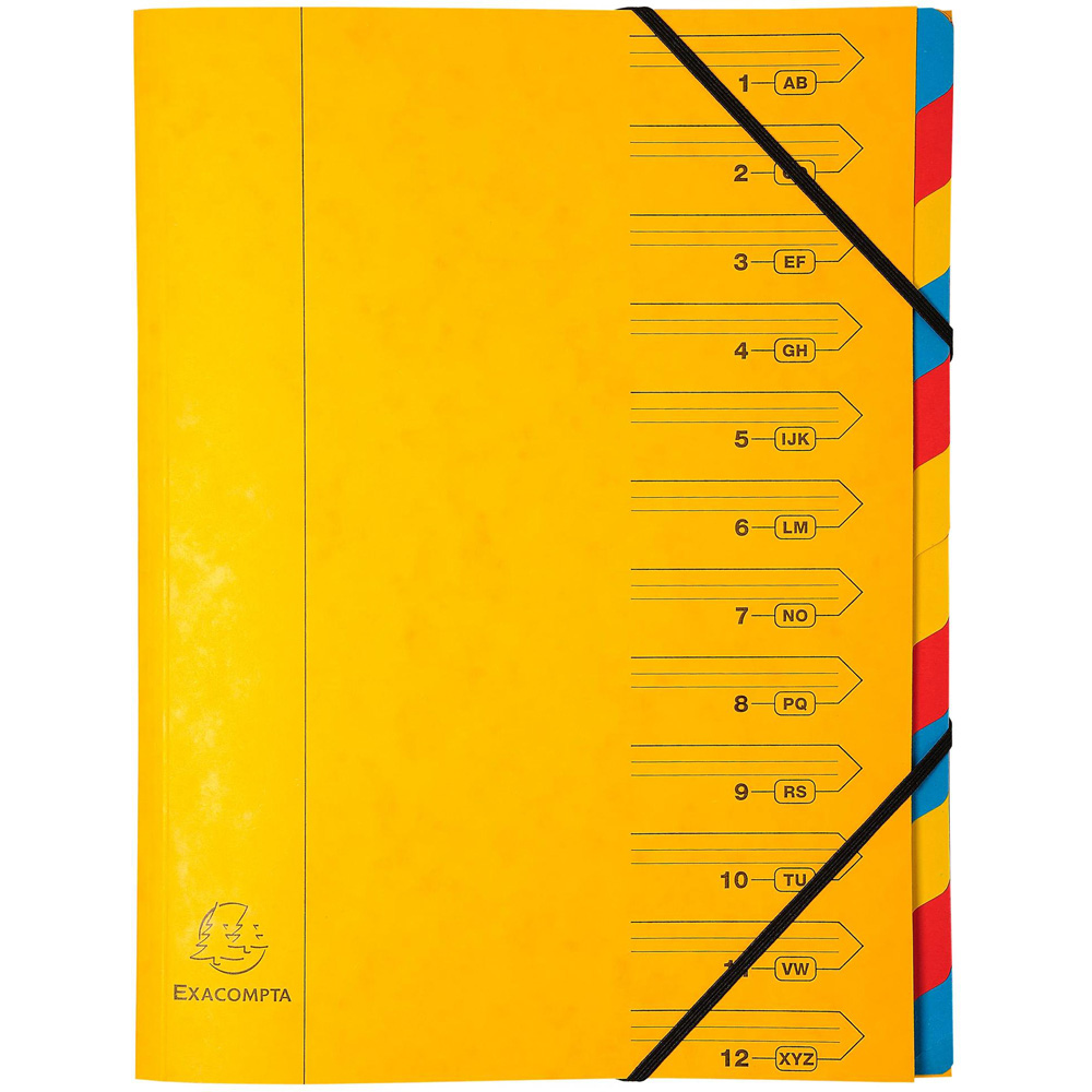 Exacompta Europa A4 12 Section Assorted Colour Multi-Part File 8 Pack Image 2