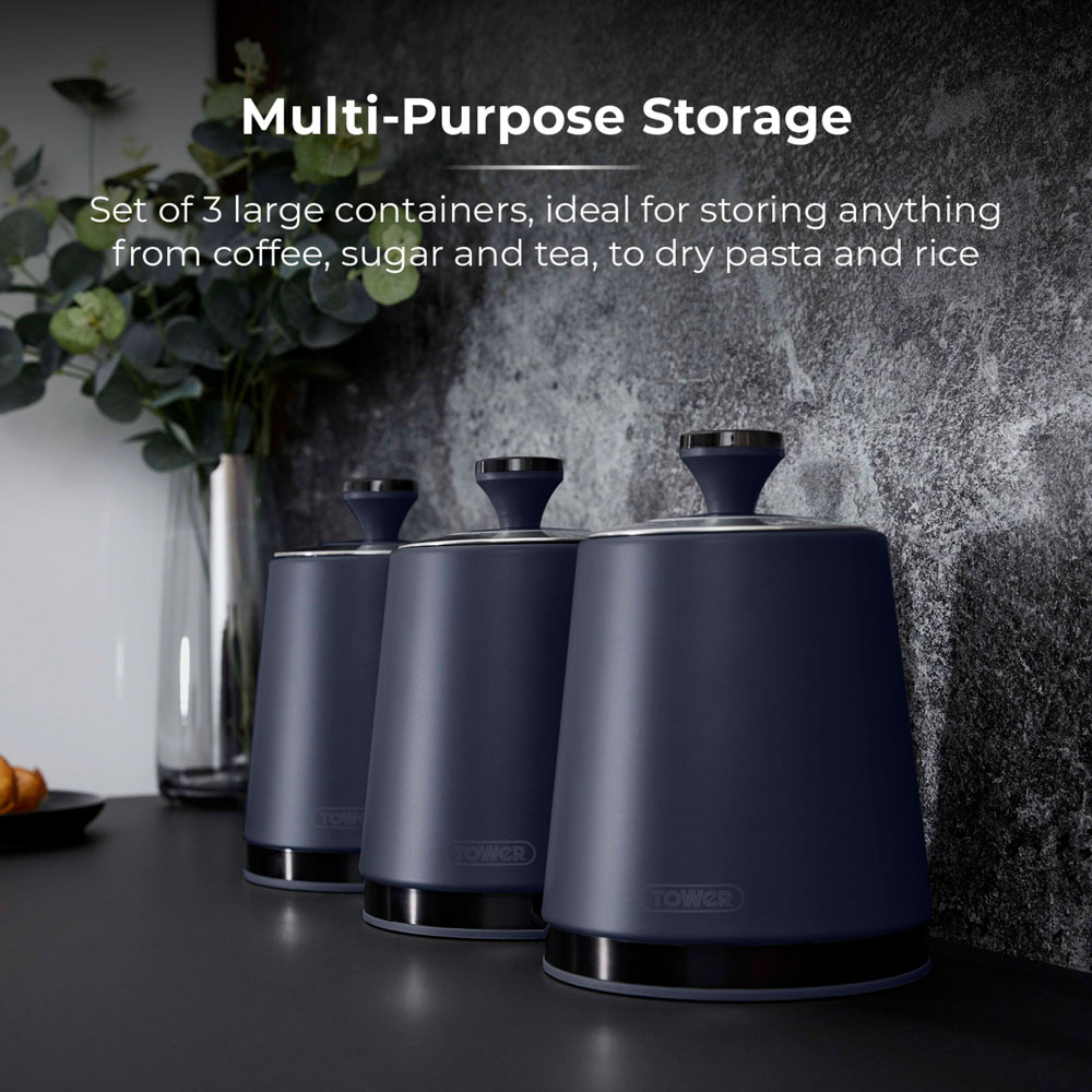 Tower Sera Midnight Blue 3 Piece Kitchen Canister Set Image 3