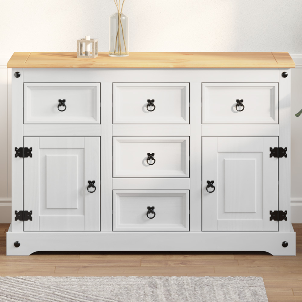 vidaXL 2 Door 5 Drawer White Storage Chest Image 1