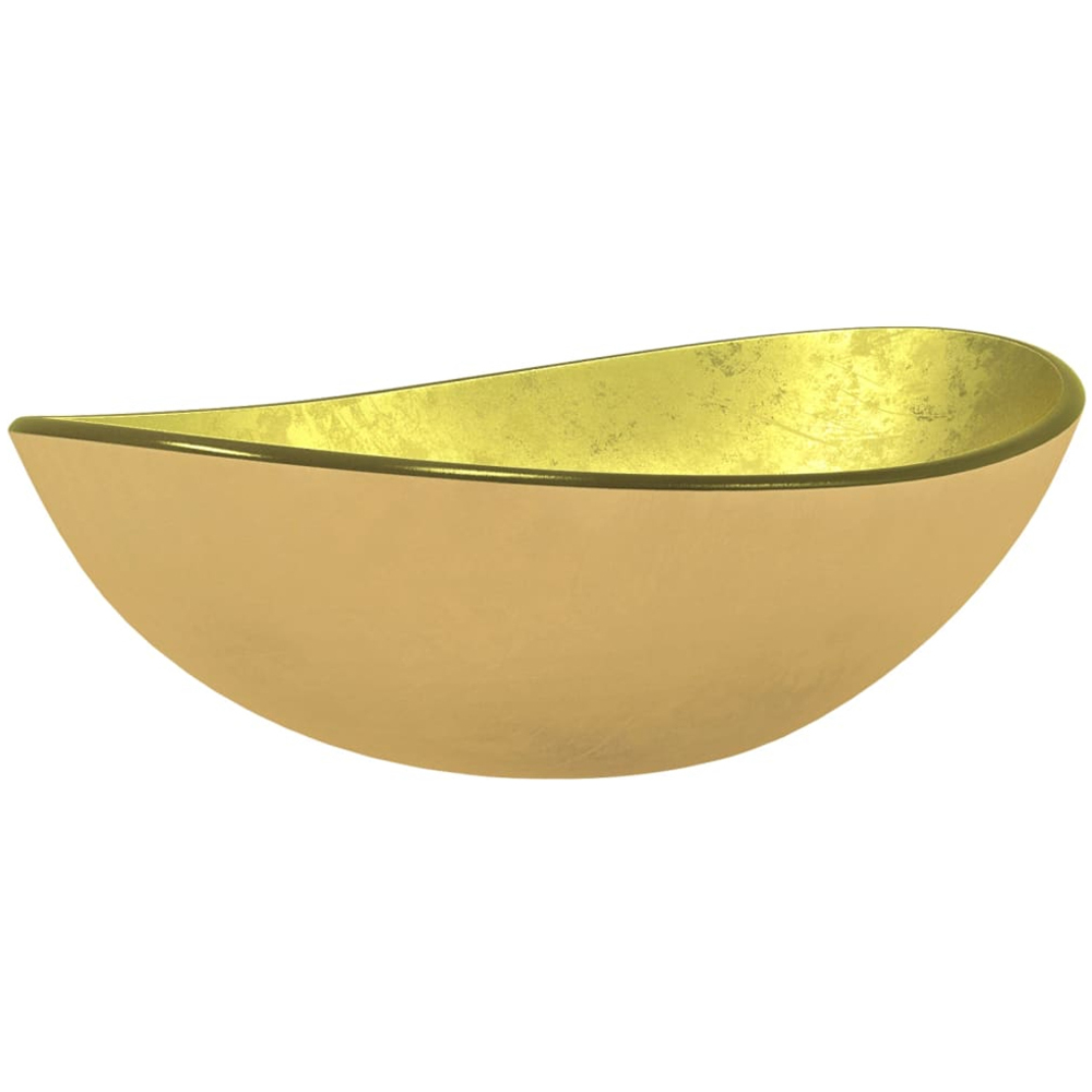 vidaXL Gold Tempered Glass Wash Basin 155 x 545 x 350mm Image 1
