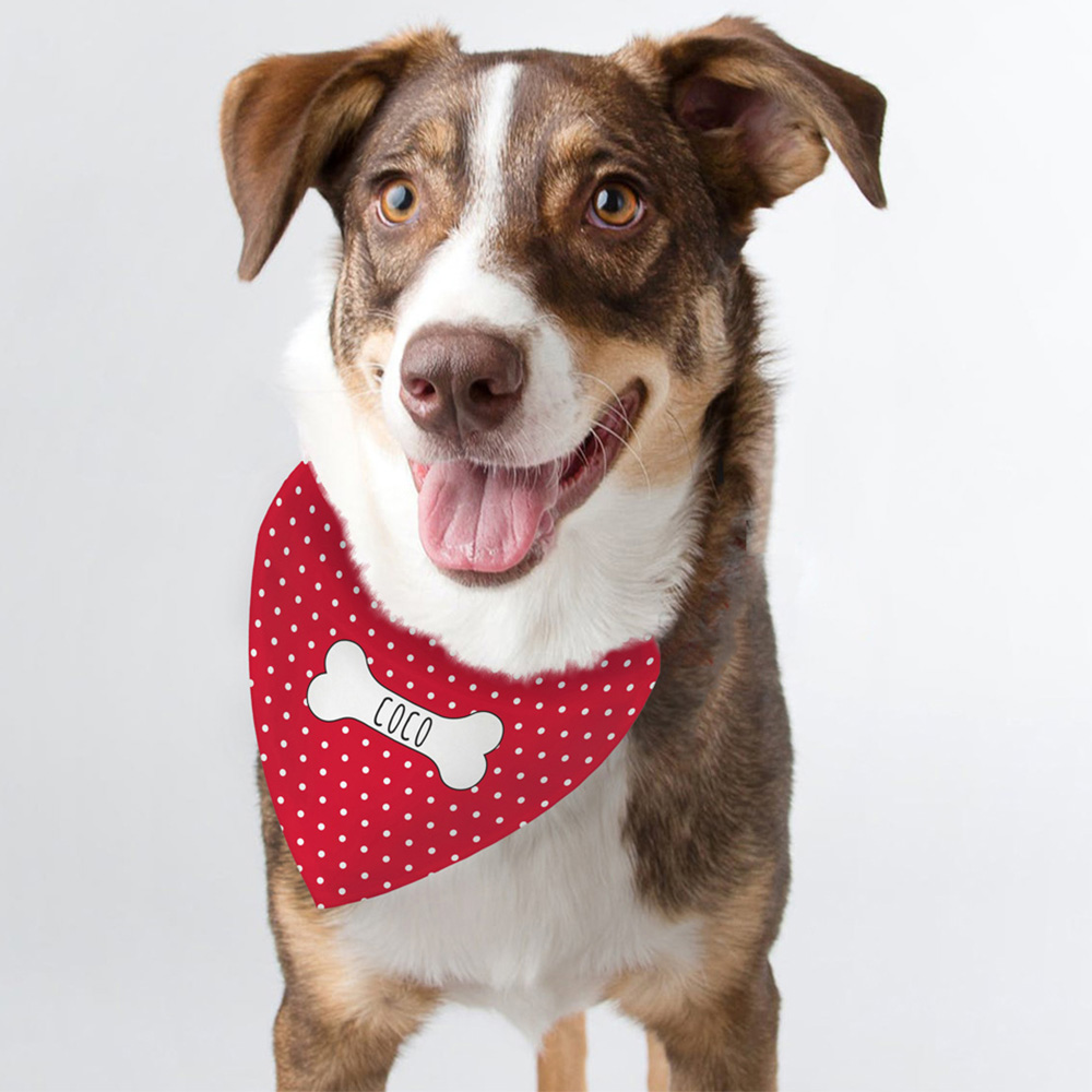 Personalised Memento Red Polka Dot Dog Bandana Image 2