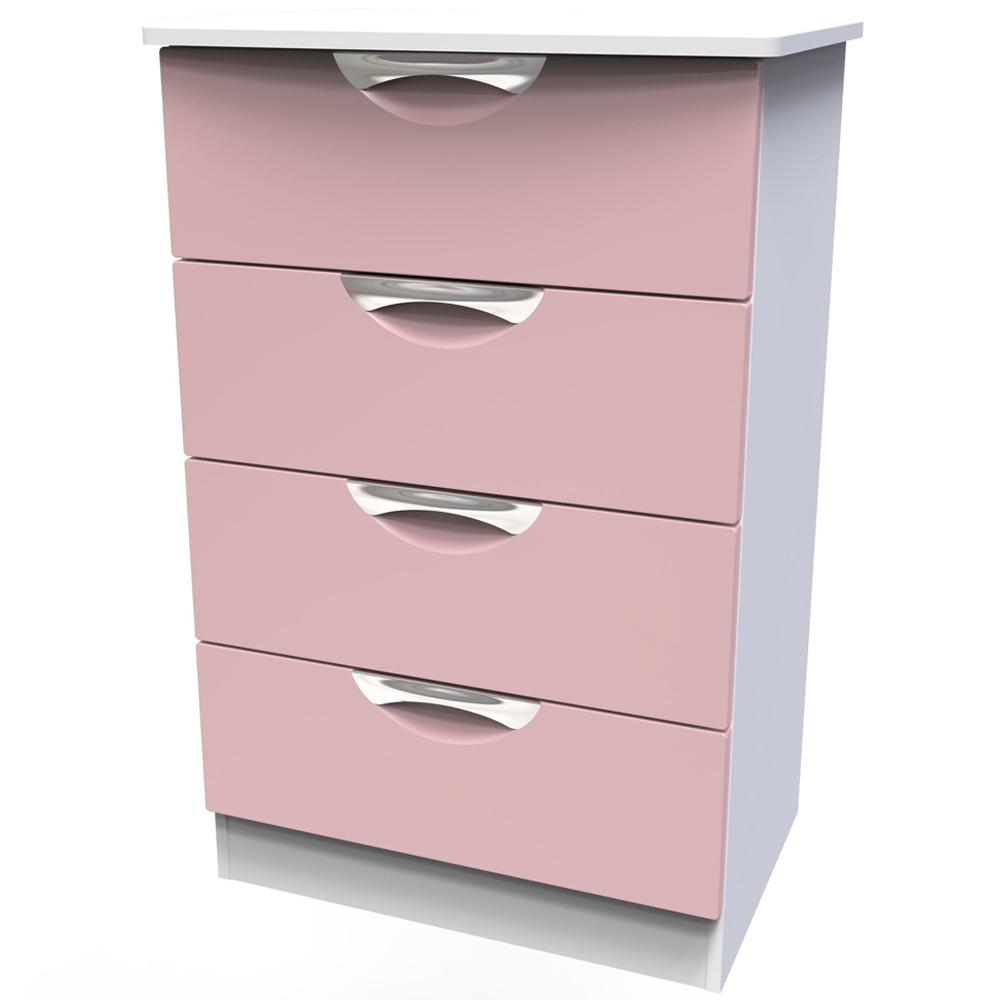 Crowndale Camden 4 Drawer Kobe Pink and White Midi Chest of Drawers Ready Assembled Image 3