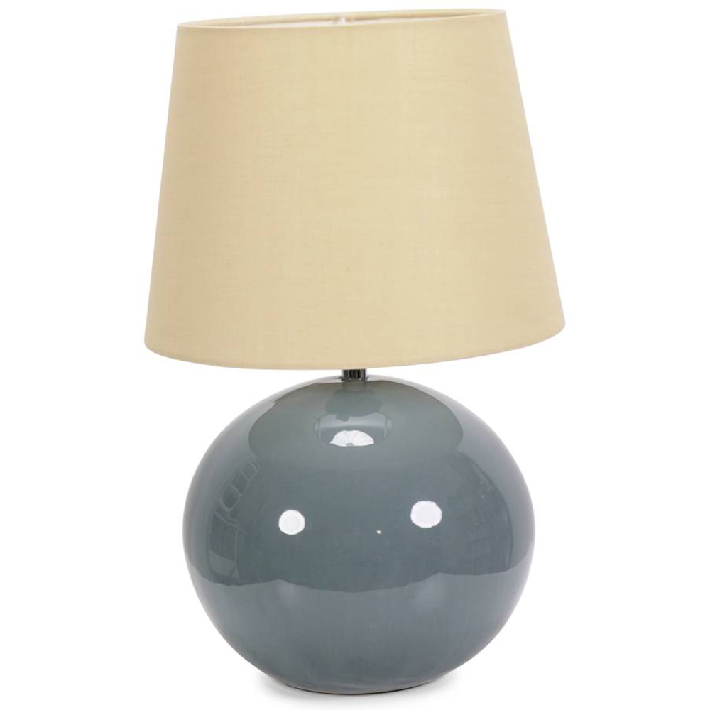 ValueLights Bosco Eucalyptus Teal Beige Fabric Tapered Shade Ceramic LED Table Lamp Image 1