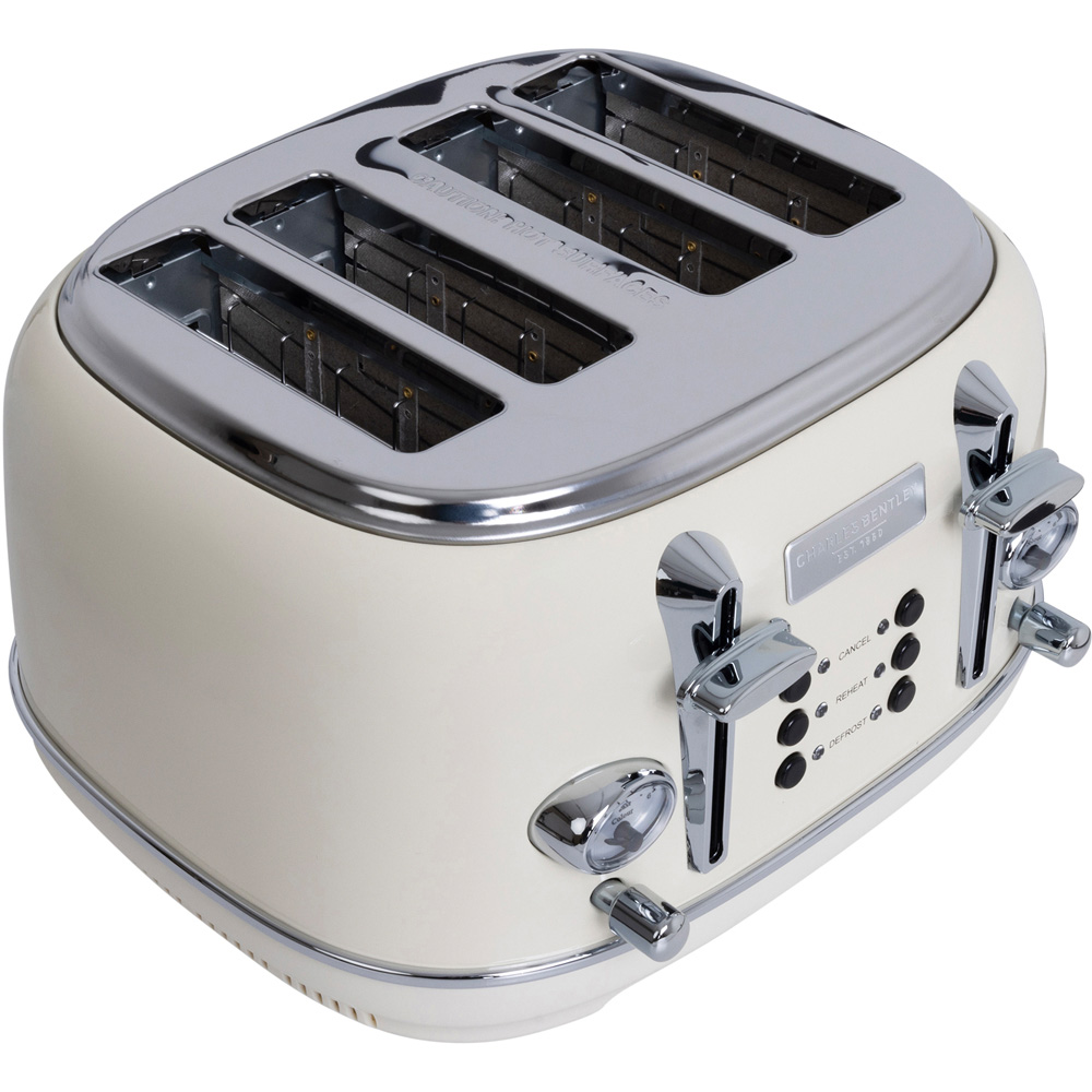Charles Bentley Cream and Chrome 4 Slice Toaster Image 4