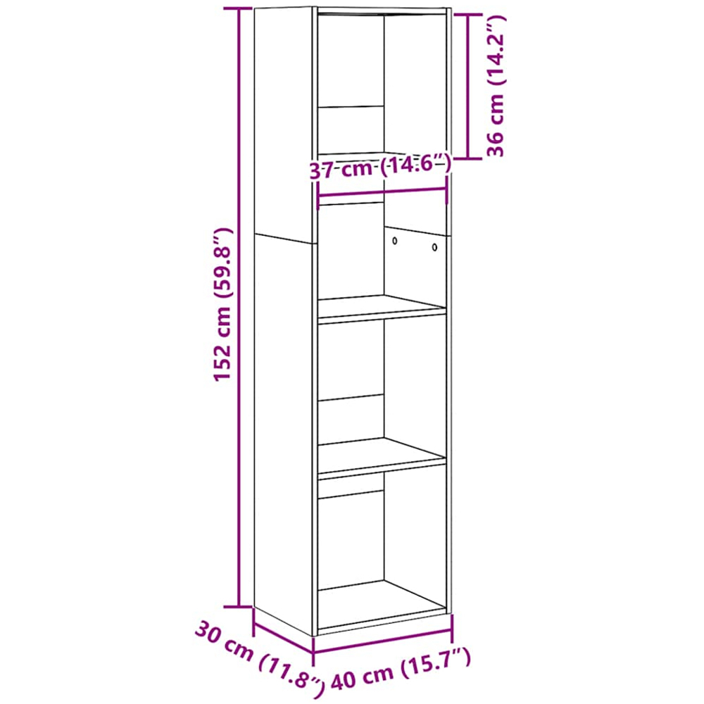 vidaXL 4 Shelf Artisian Oak Bookcase Image 9