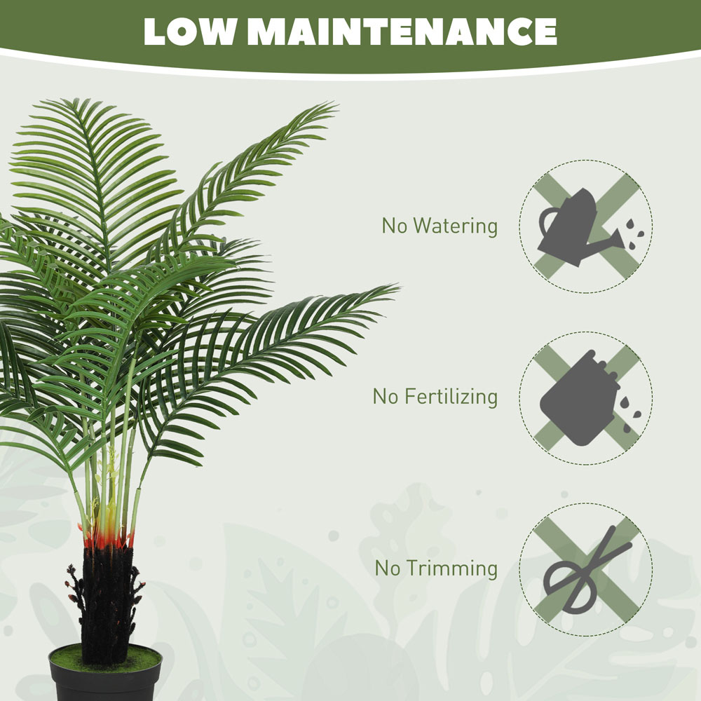 HOMCOM Areca Palm Tree Artificial Plant Pot with Flocked Soil 120cm Image 6