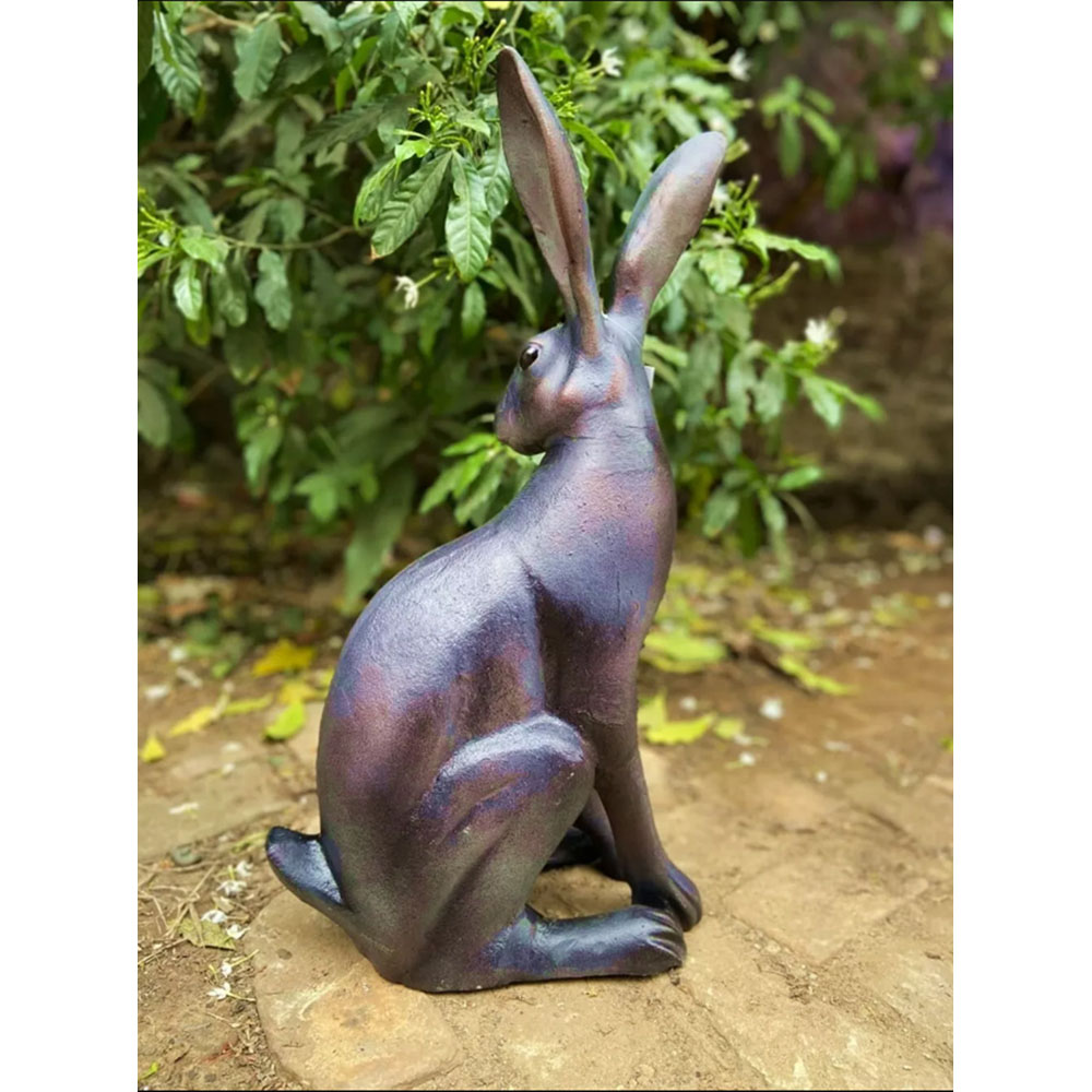 Inspirational Gifting Sitting Hare Cast Aluminium Garden Ornament Image 4