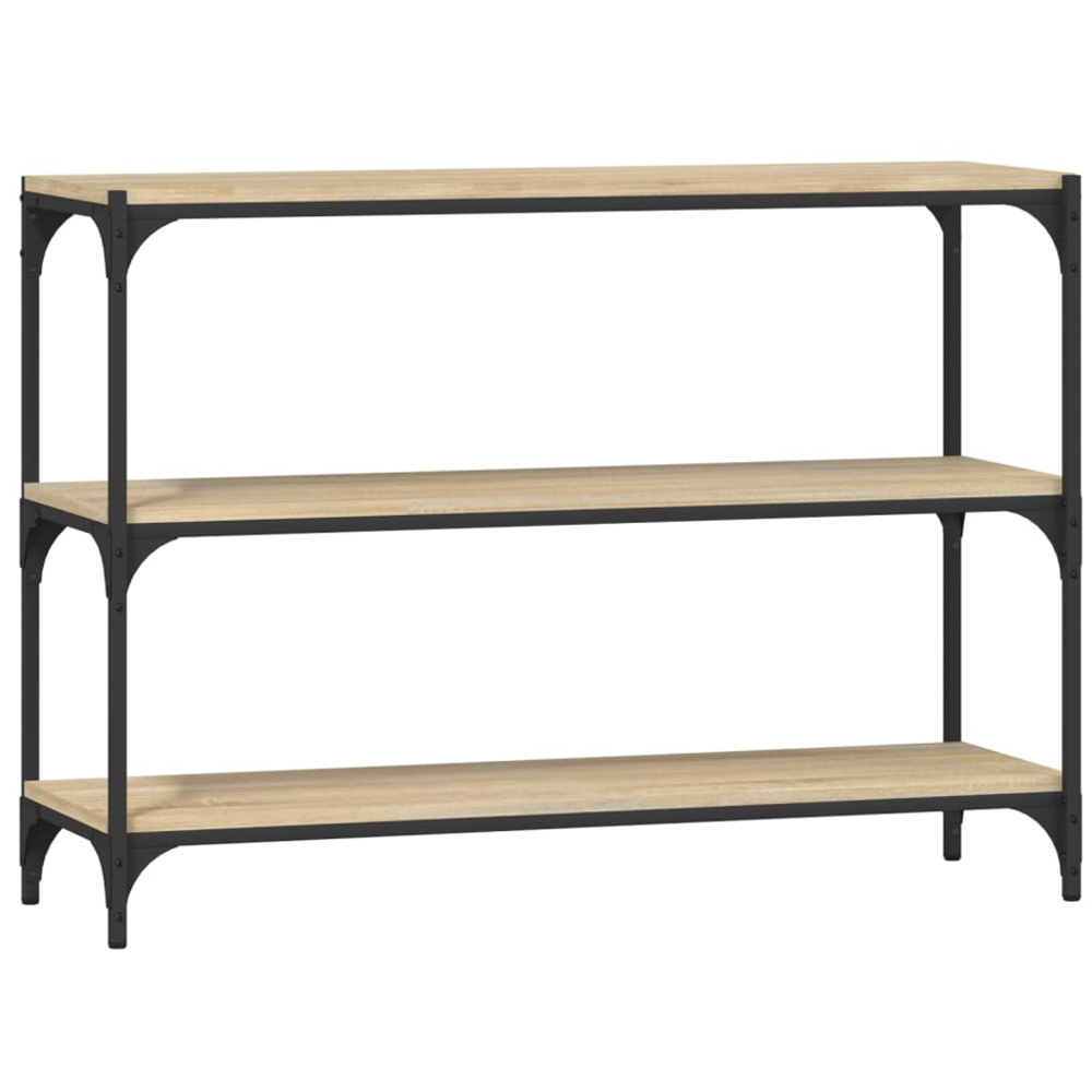 vidaXL 3 Shelf Sonoma Oak Processed Wood and Steel Bookcase Image 2