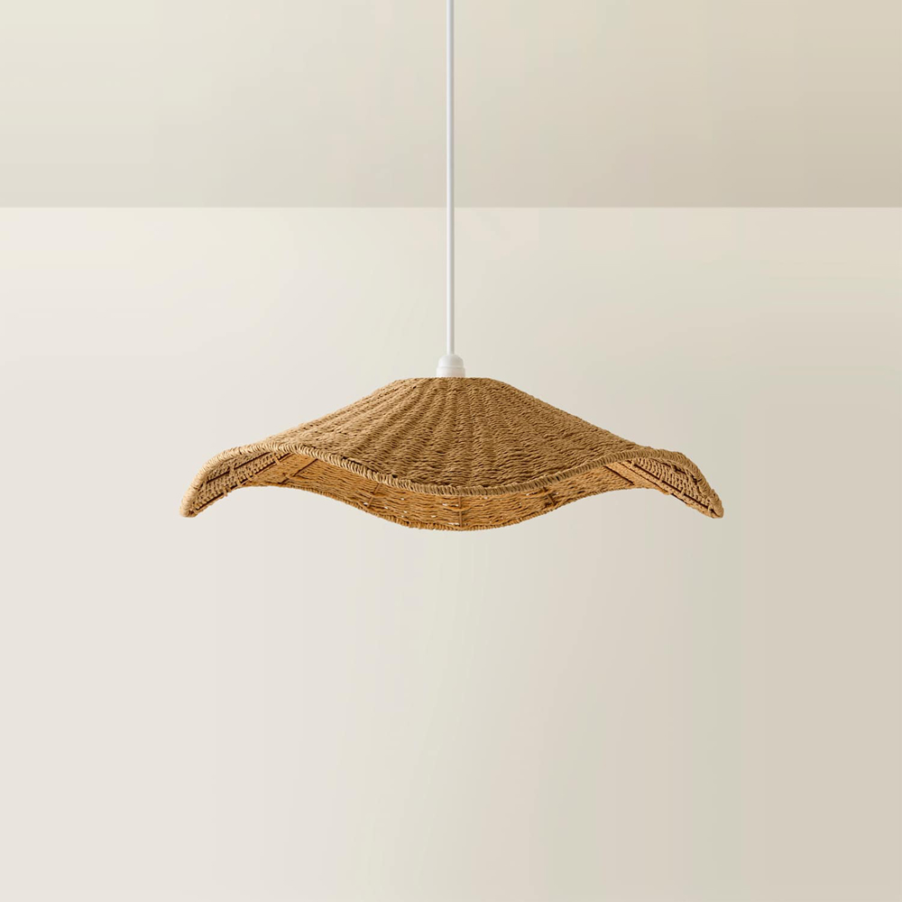 ValueLights Loretta Natural Wicker Wave Easy Fit Ceiling Pendant Light Shade 70cm Image 3