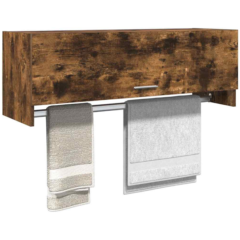 vidaXL Single Flap Door Smoked Oak Wardrobe with Hanger Bar Image 3