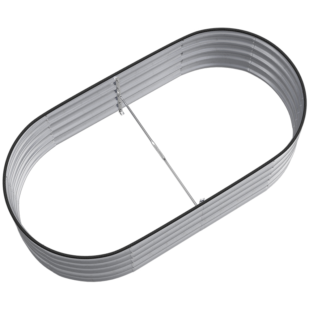 Living and Home Silver Oval Galvanised Steel Raised Garden Bed 160 x 42cm Image 6
