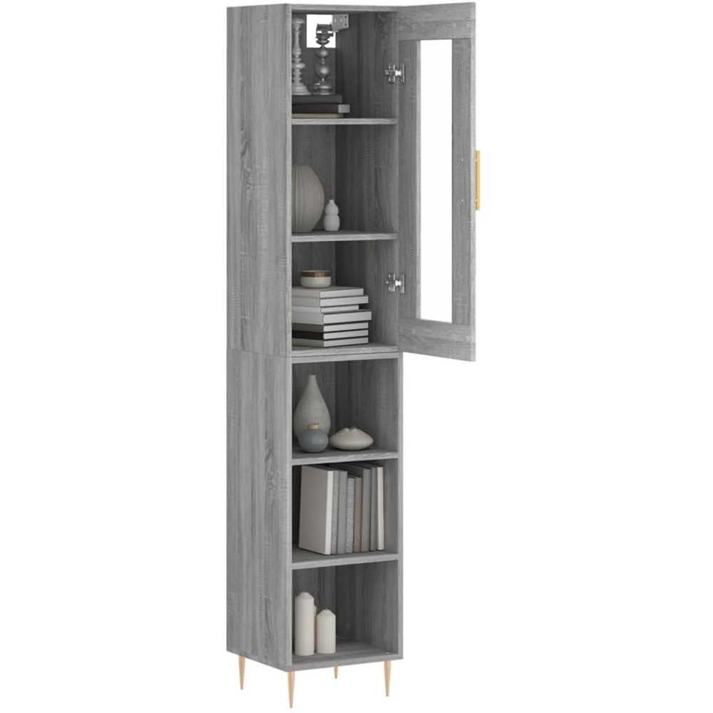 vidaXL Single Glass Door 3 Shelf Grey Sonoma Highboard Image 3