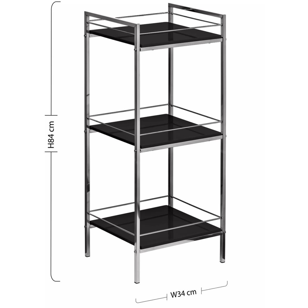 Premier Housewares 3 Tier Black High Gloss Shelf Unit Image 2