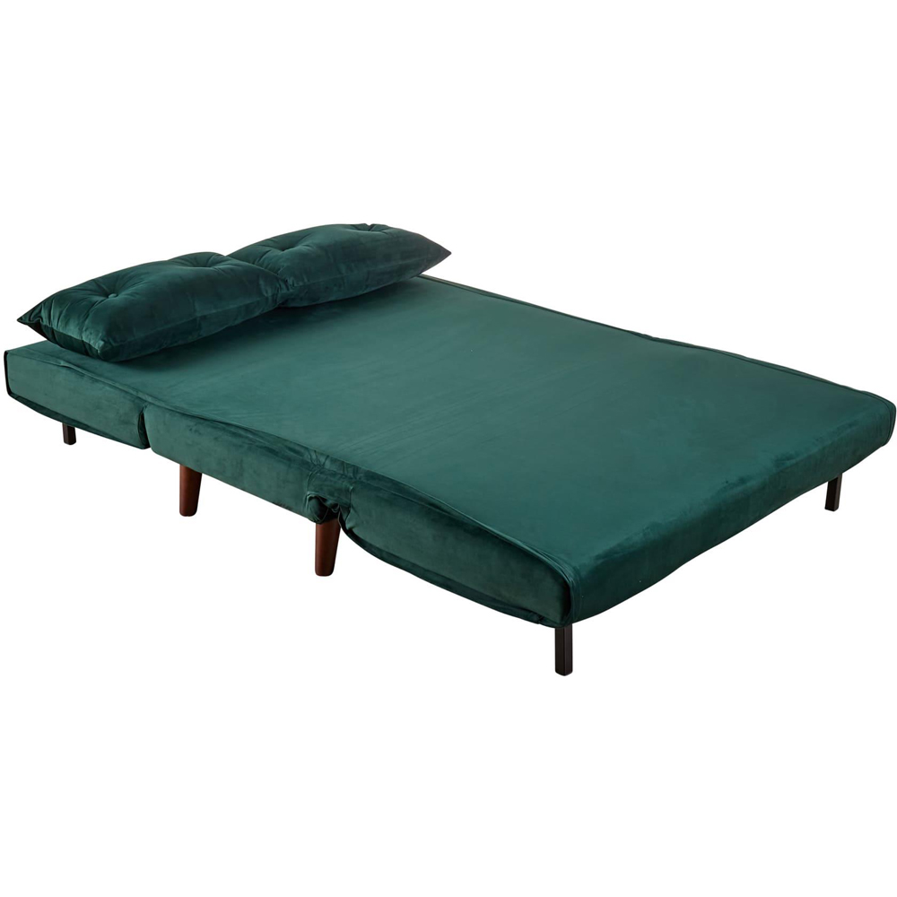 Home Source Morella 2 Seater Green Velvet Folding Sofa Bed with Pillow Image 8
