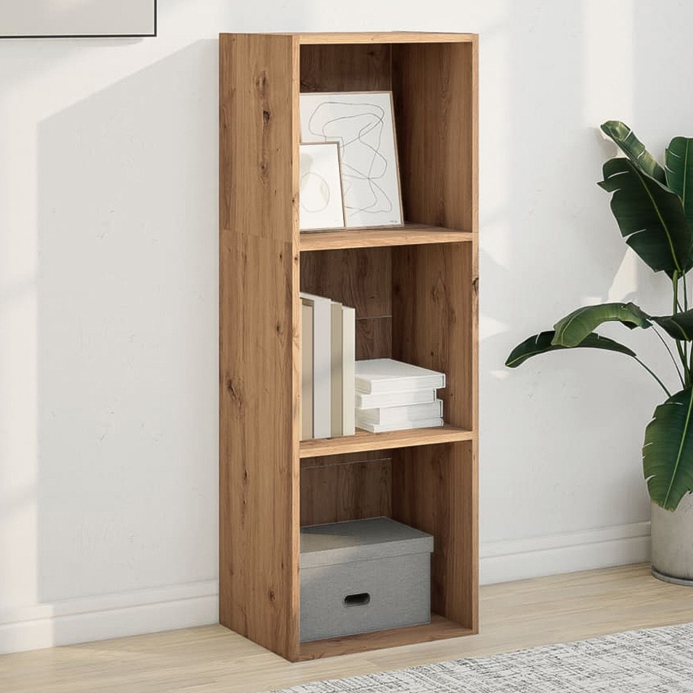 vidaXL 3 Shelf Artisan Oak Slim Bookcase Image 1