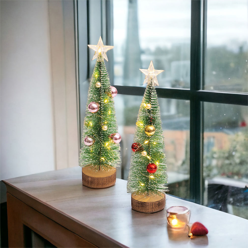 Xmas Haus Pink Baubles Light Up Christmas Tree 27.5cm Image 4
