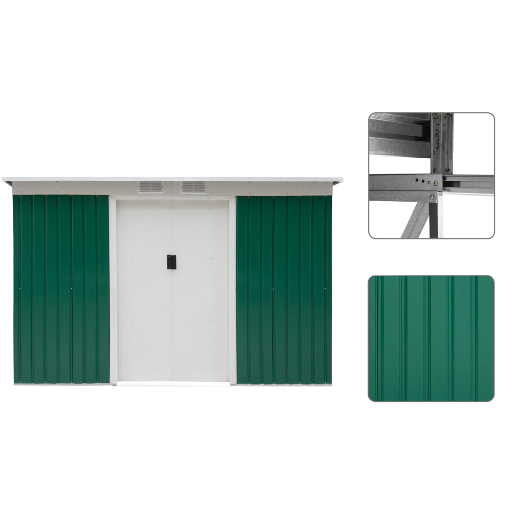Outsunny 9 x 4.25ft Double Door Metal Storage Shed with Floor Foundation Image 5
