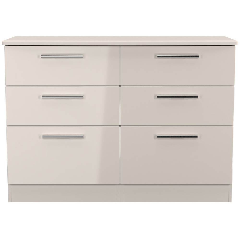 Crowndale Knightsbridge 6 Drawer Kashmir Gloss Wide Chest of Drawers Ready Assembled Image 2