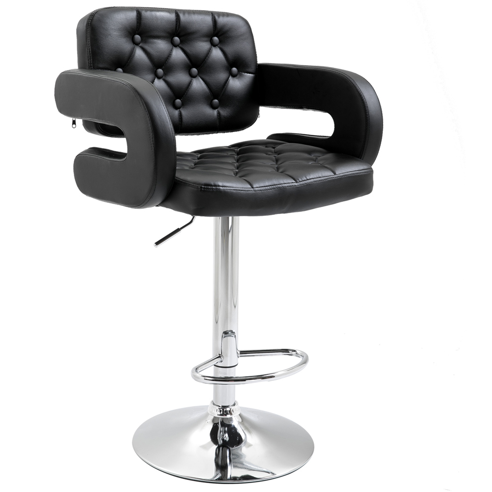 Portland Black PU Leather Height Adjustable Swivel Bar Stool Image 2