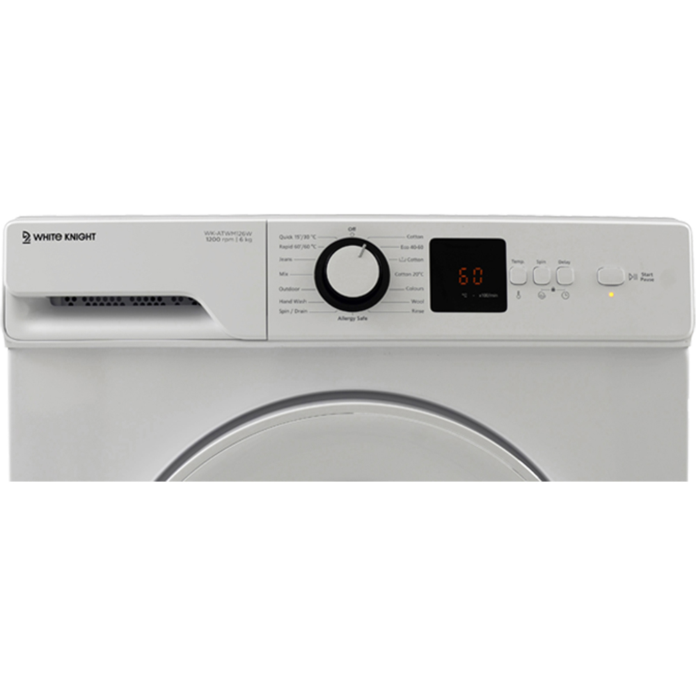 White Knight WK-ATWM126W 6kg 1200 RPM White Washing Machine Image 4