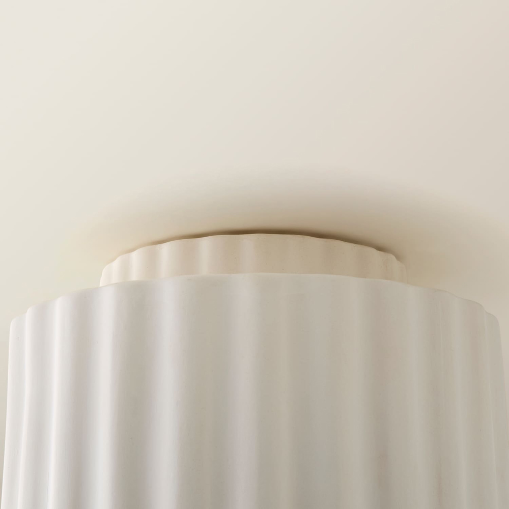 ValueLights Pablo Paint Me Plain Ribbed Ceramic Shade LED Flush Ceiling Light with Bulb Image 5