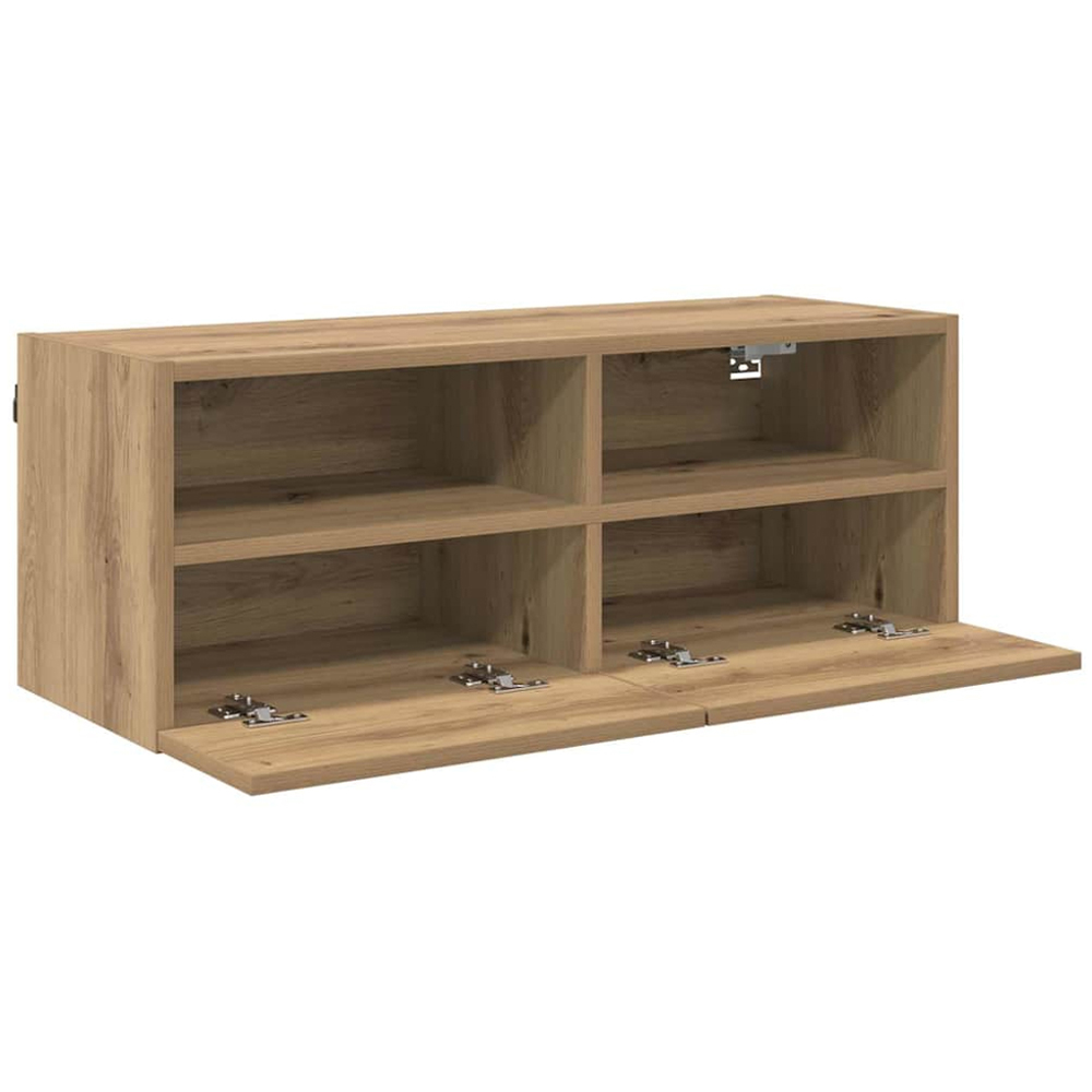 vidaXL 2 Door 2 Shelf Artisan Oak Wide Wall Mounted TV Unit Set of 2 Image 5
