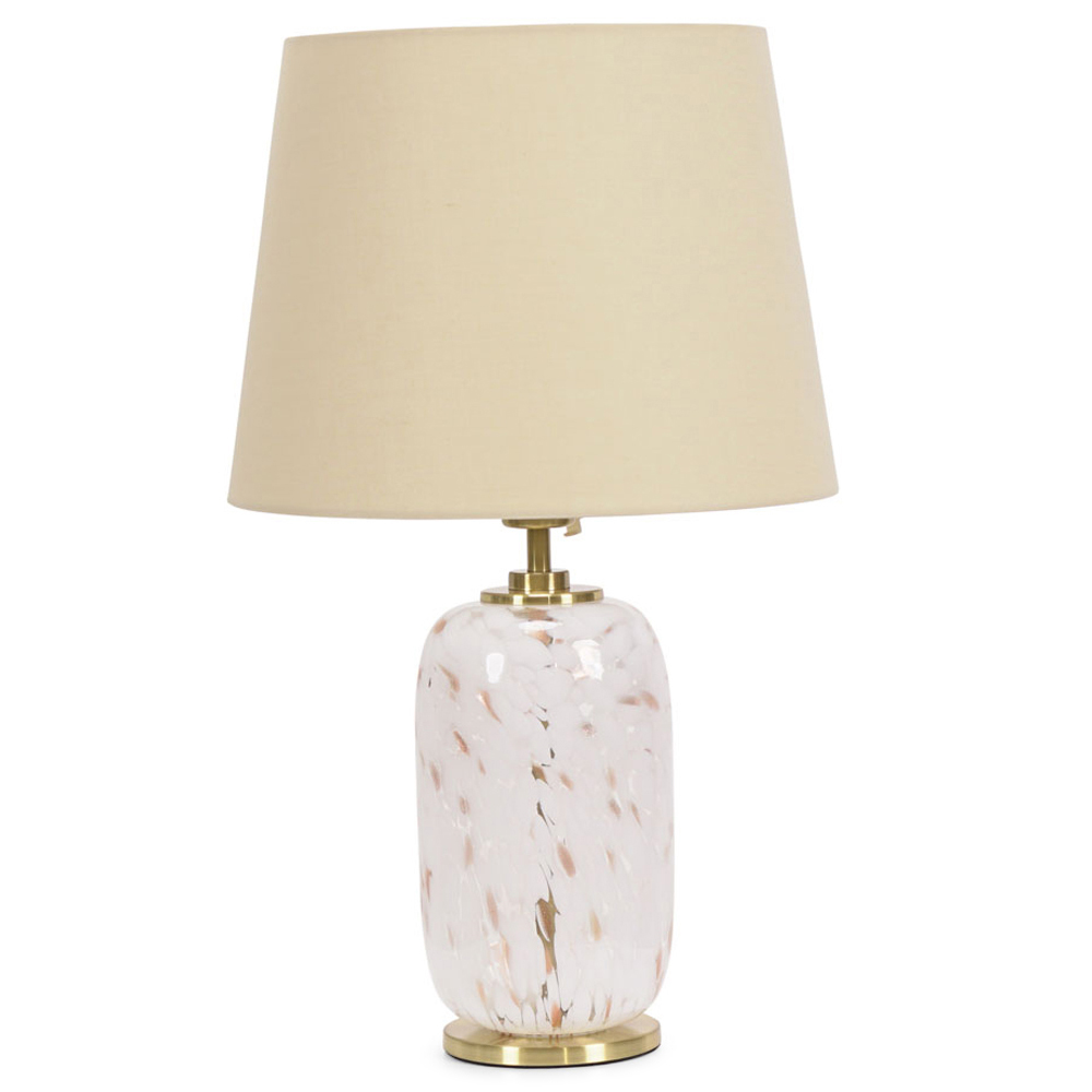 Value Lights India Beige Shade White Confetti Glass LED Table Lamp Image 1