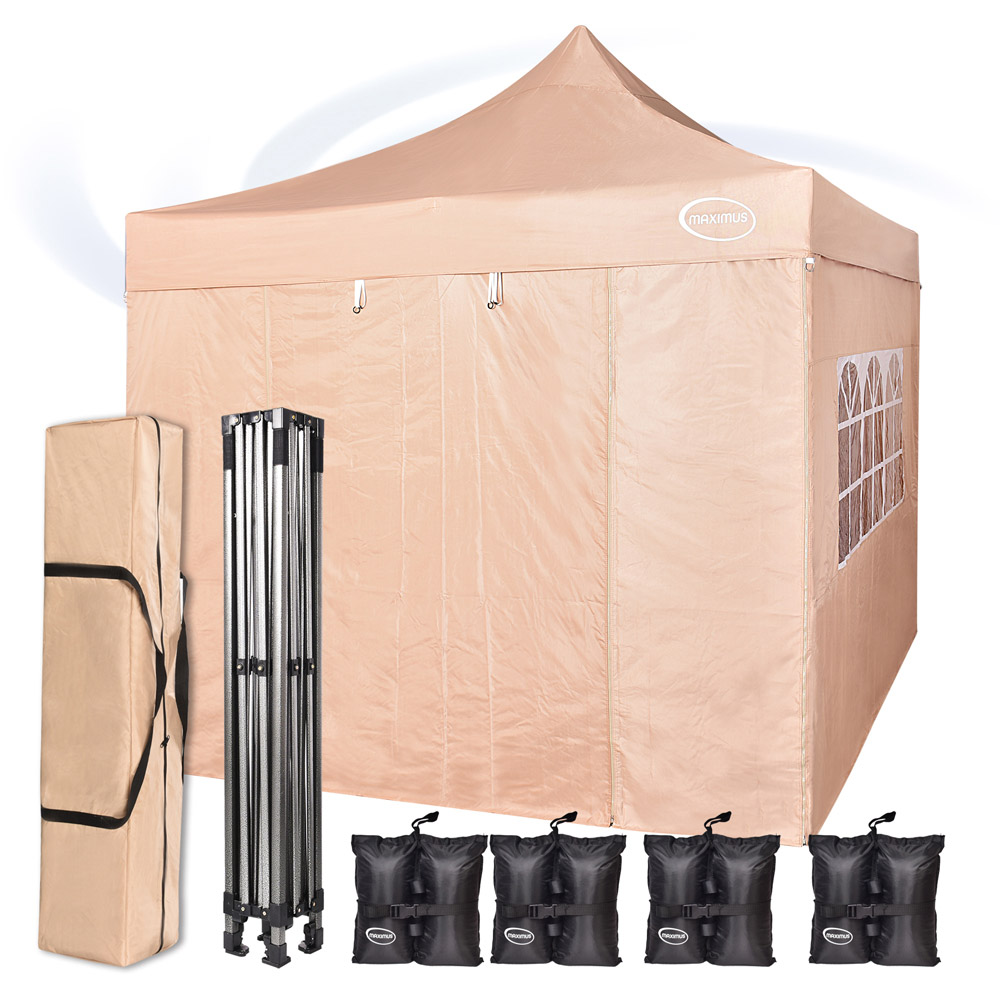 Maximus Beige Pop Up Outdoor Gazebo with Removable Sides 3 x 3m Image 6