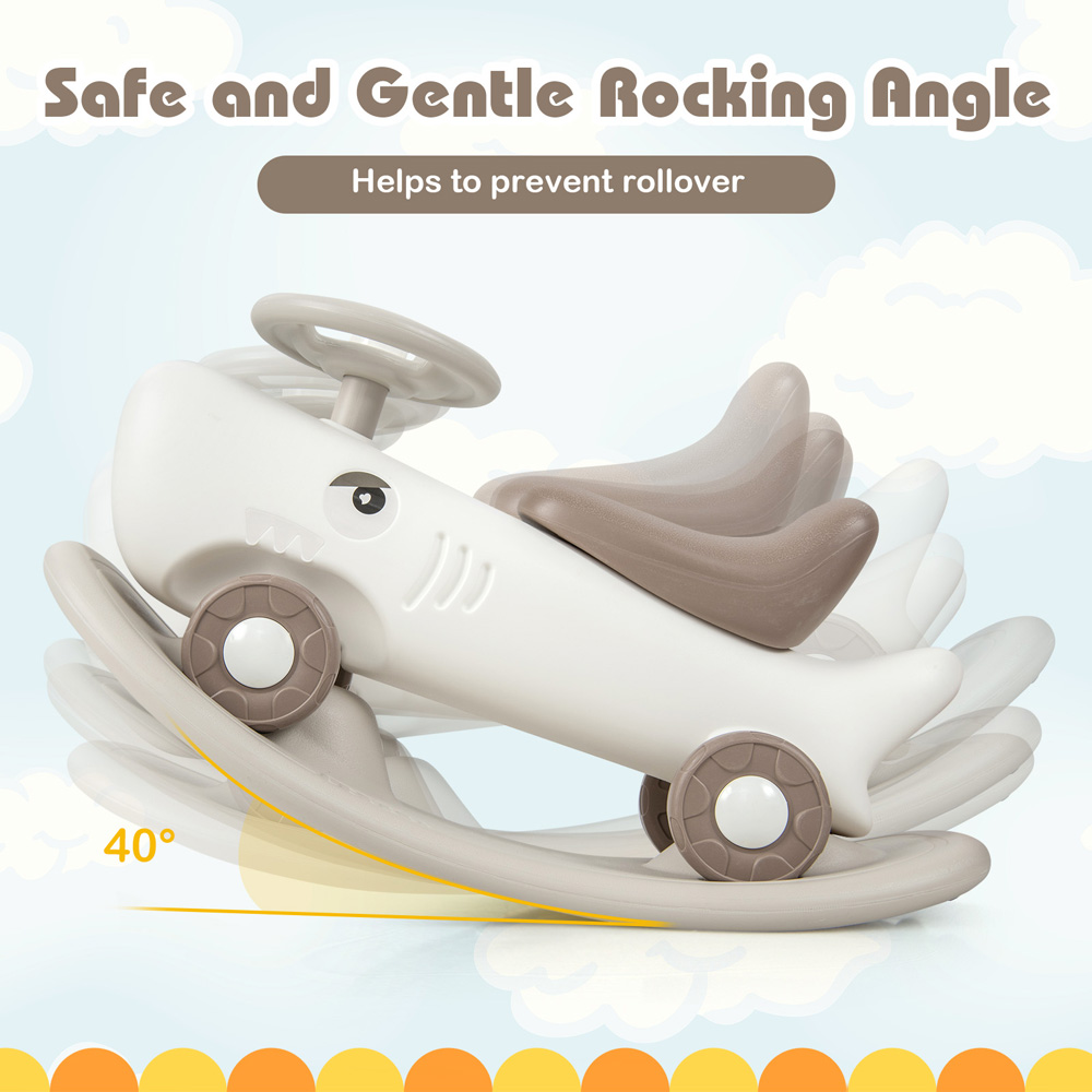 Costway Kids White 3 in 1 Convertible Rocking Horse Image 5