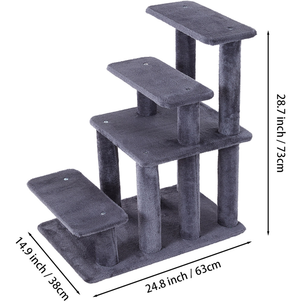 H&O Direct 2 in 1 4 Step Grey Pet Stairs Cat Tree Image 5