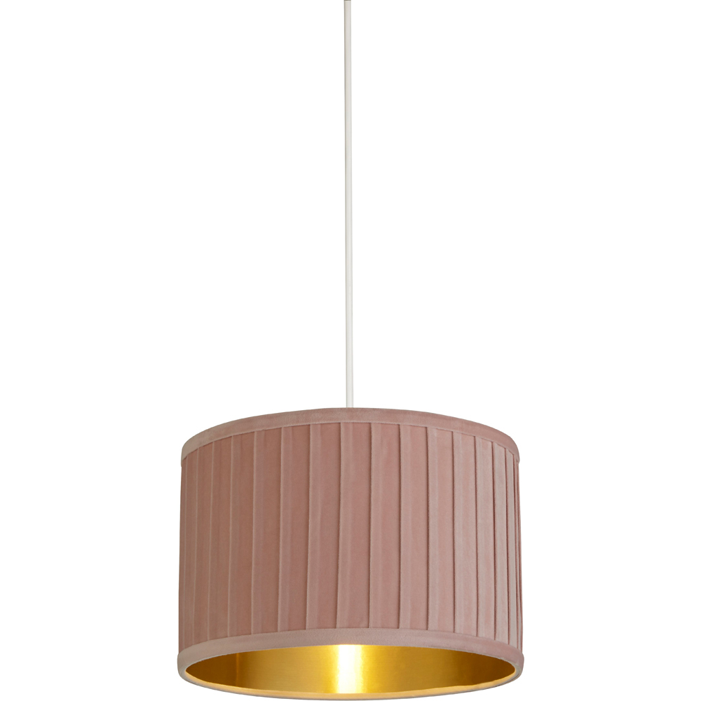Lighting Collection Blush Pink Velvet Pleat Ceiling Lamp Shade Image 2