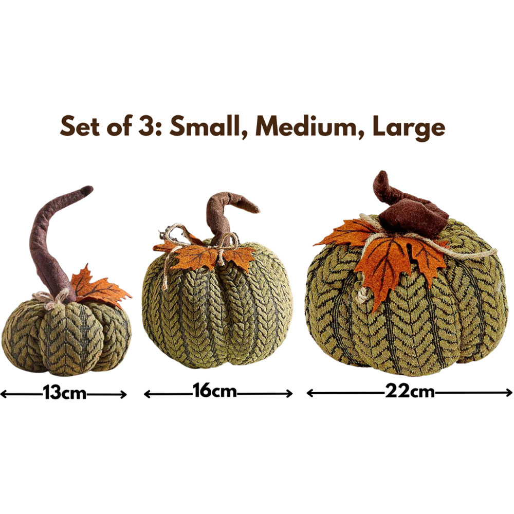 Garden Mile Green Plush Pumpkin Halloween Decoration Set 3 Pack Image 5