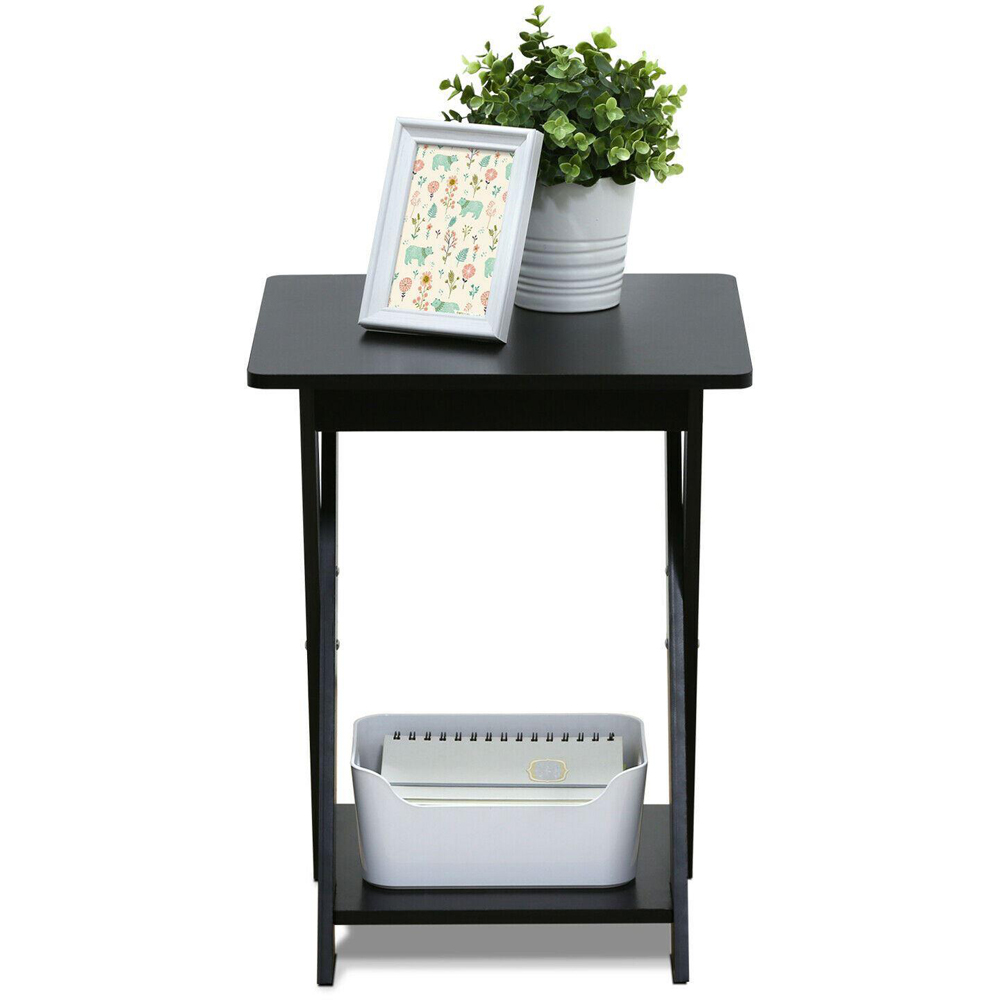 Walplus Single Shelf Espresso Criss Crossed End Table Image 5