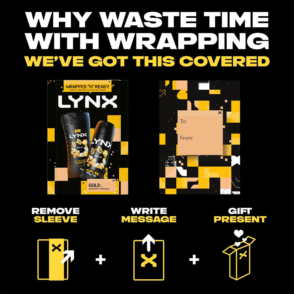 Lynx Gold Men's Body Wash and Body Spray Gift Set 2 Piece 3 Pack Image 3