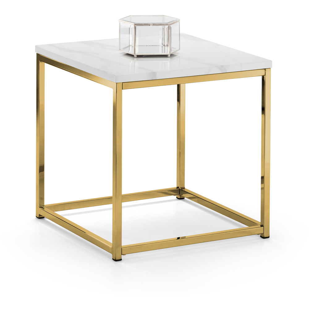 Julian Bowen Scala Gold and White Marble Top Lamp Table Image 2