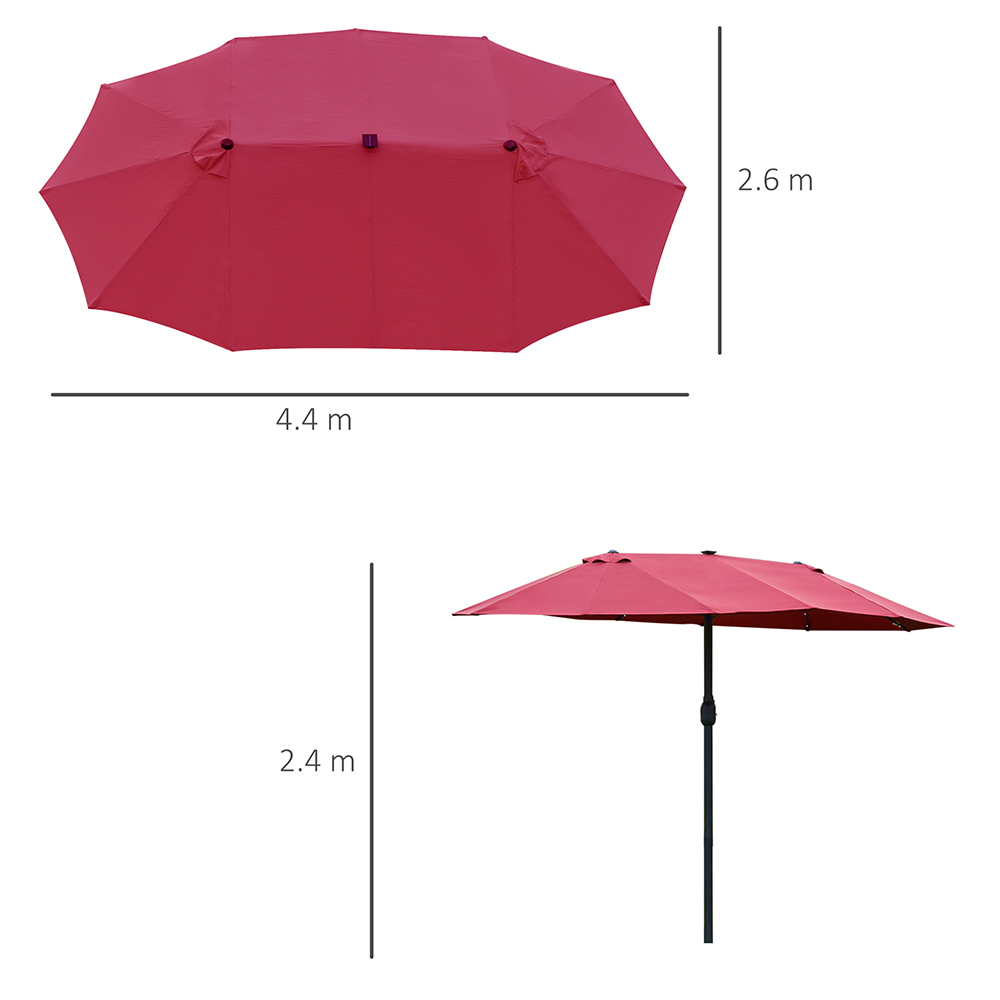 Outsunny Red Crank Handle Double Sided Parasol 4.4m Image 5
