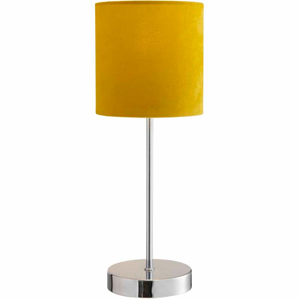 Wilko Mustard Silver Velvet Table Lamp Image 6