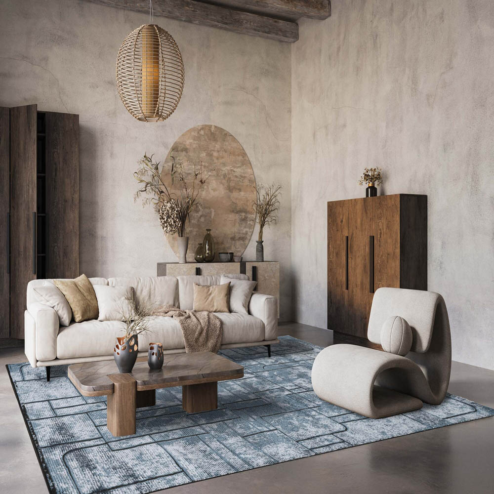 Desire Rugs Belgravia Metallic Sheen Modern Cobble Design Navy Rug 160 x 230cm Image 5