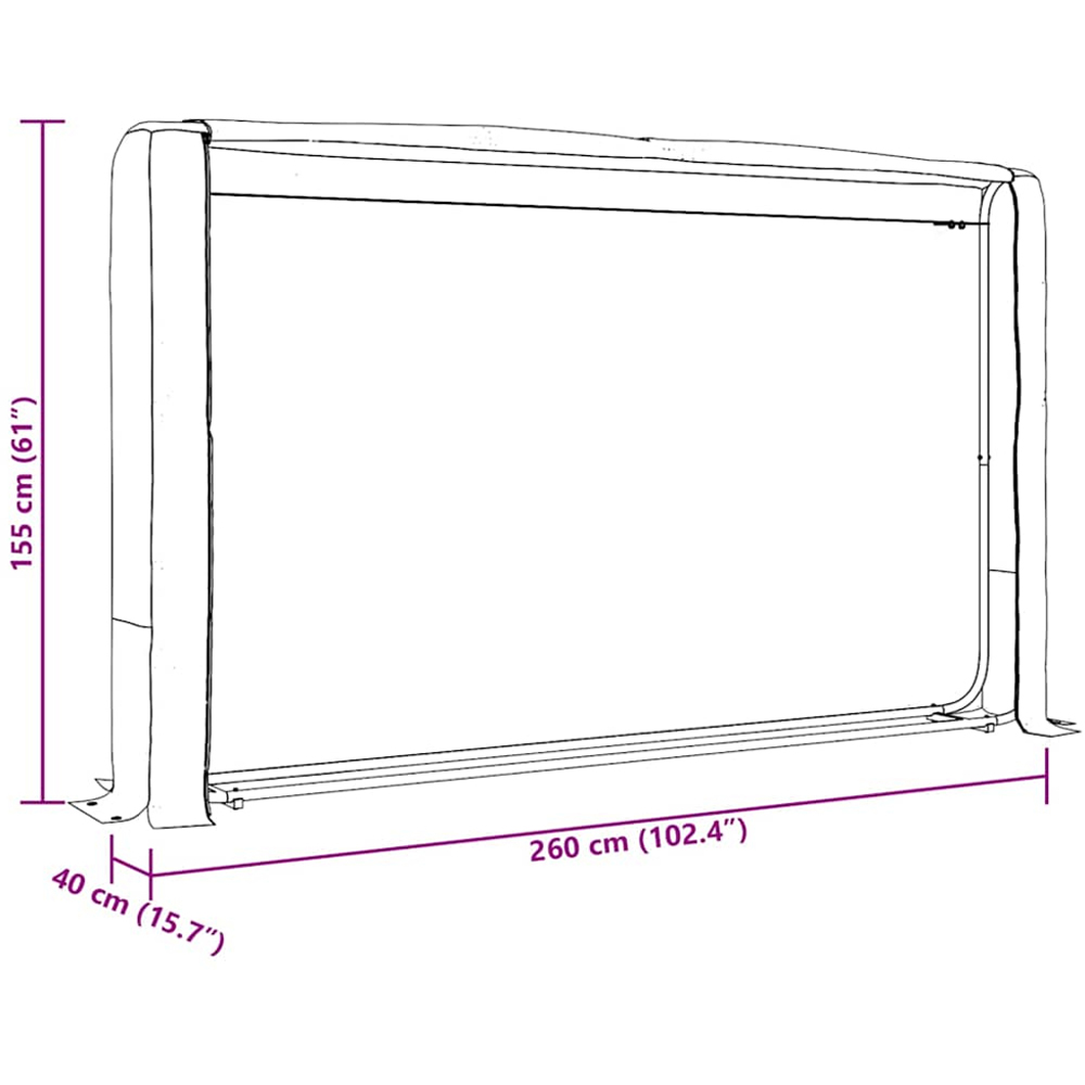 vidaXL Galvanised Steel Wire Silver Firewood Rack with Rain Cover 250 x 25 x 150cm Image 8