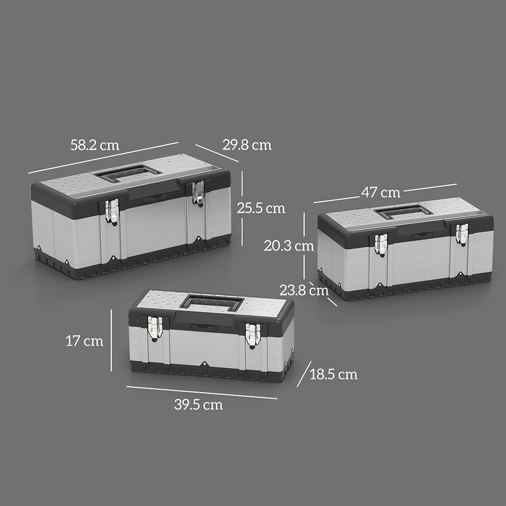 HOMCOM 3 Pieces Stainless Steel Tool Box Image 9