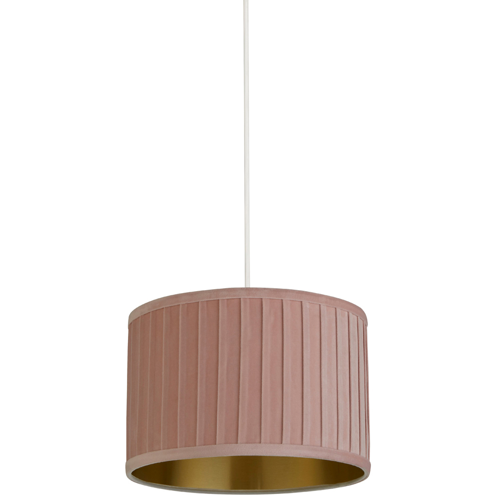 Lighting Collection Blush Pink Velvet Pleat Ceiling Lamp Shade Image 3